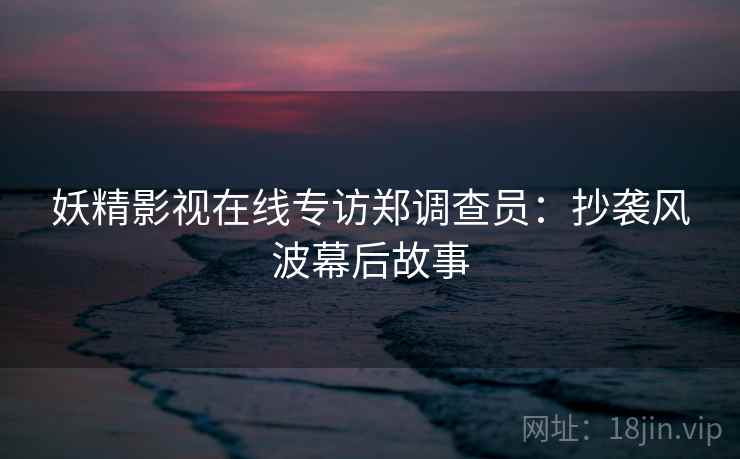 妖精影视在线专访郑调查员：抄袭风波幕后故事